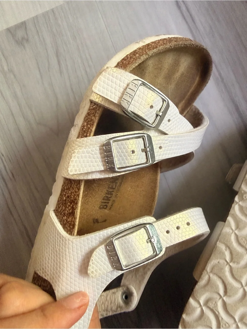 Birkenstock Kids White Buckle Strap Sandals